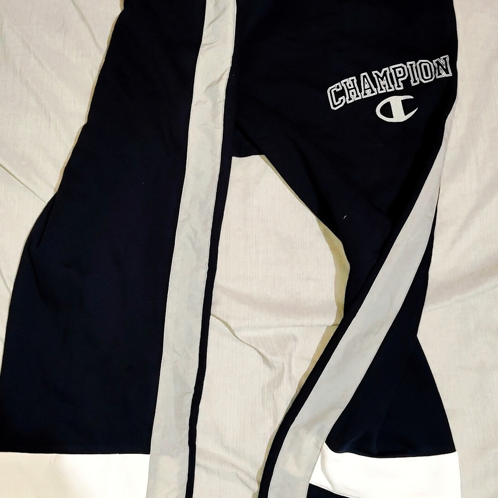 Champion Navy and White Track Pants